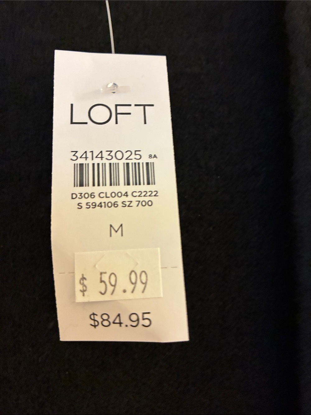 LOFT Black Open-Front Long Knit Cardigan with Pockets - Picture 2 of 2
